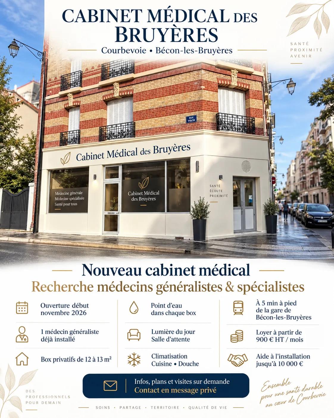 Recherche médecins pour nouveau cabinet médical à Bécon-les-Bruyères – Courbevoie (92)